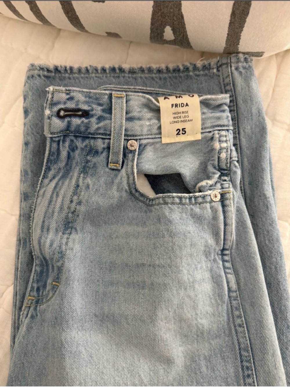 AMO Frida High-Rise Wide Leg Jeans in Light Blue